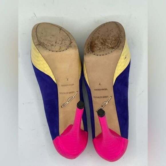 BRIAN ATWOOD Blayne Colorblock Suede Peeptoe Heels Size 7 - Picture 6 of 15
